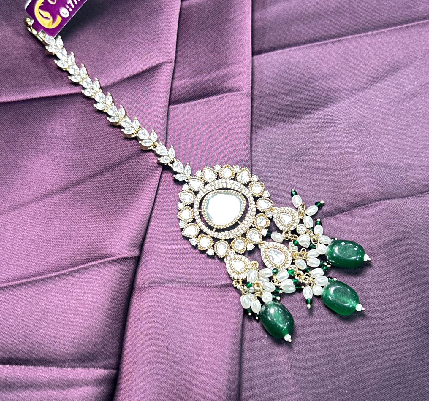 Grand Polki & Emerald Maang Tikka