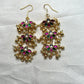Triple Lotus Tier Earrings with Pearl & Ball Danglers