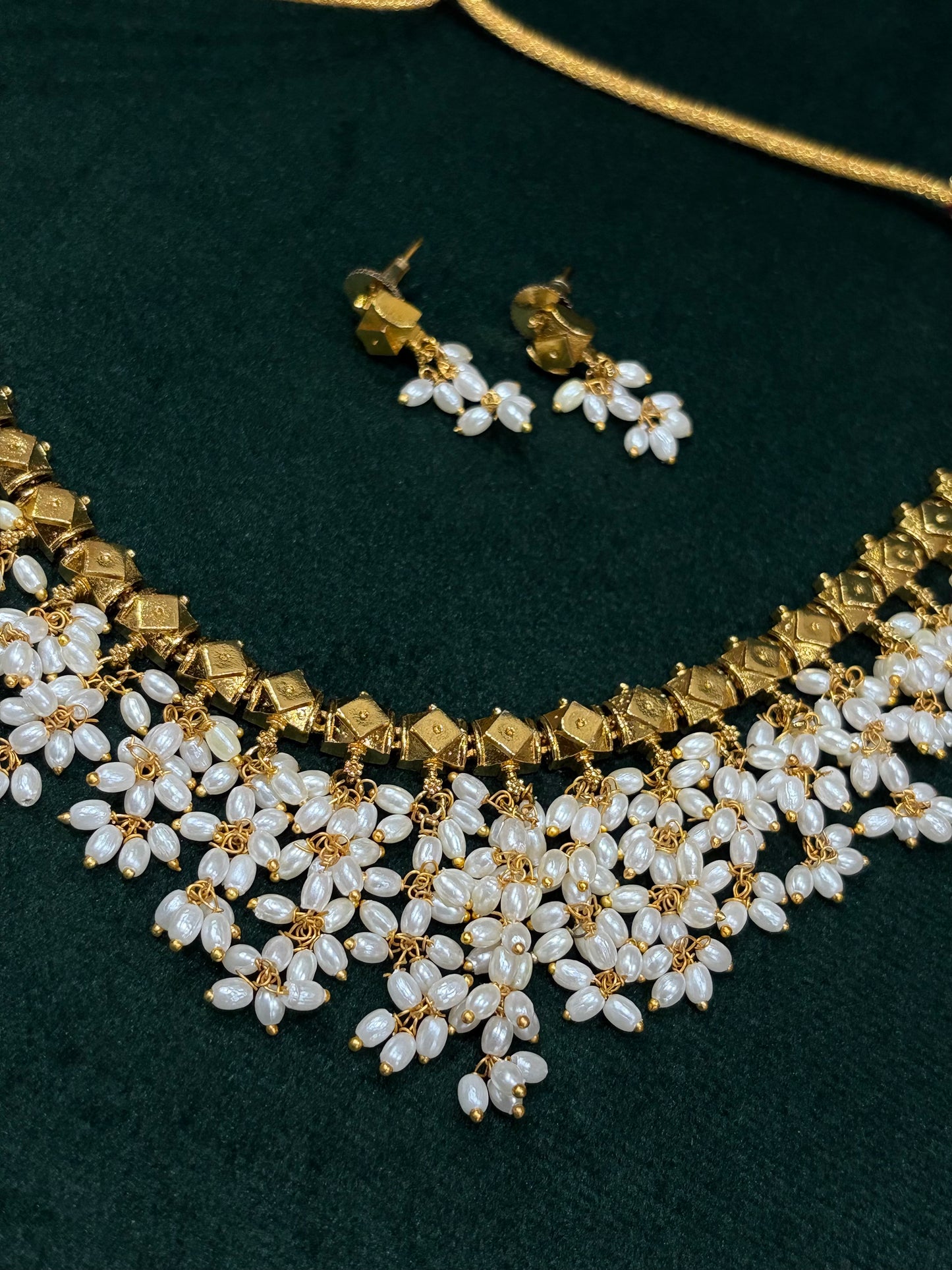 Muktashree Pearl Fringe Choker Set
