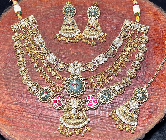 Heritage Meenakari Temple Necklace Set