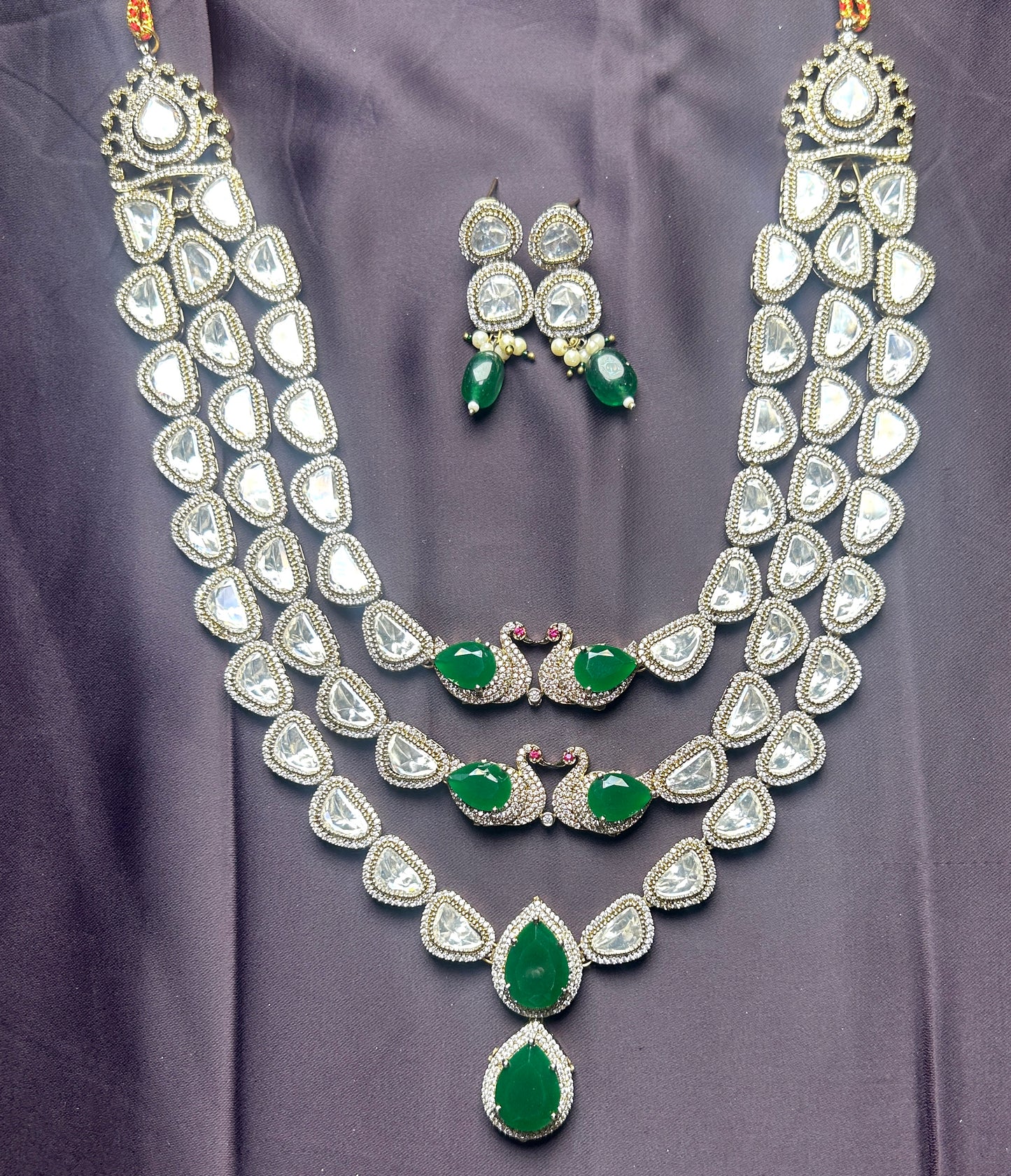 Emerald Peacock Kundan Necklace Set