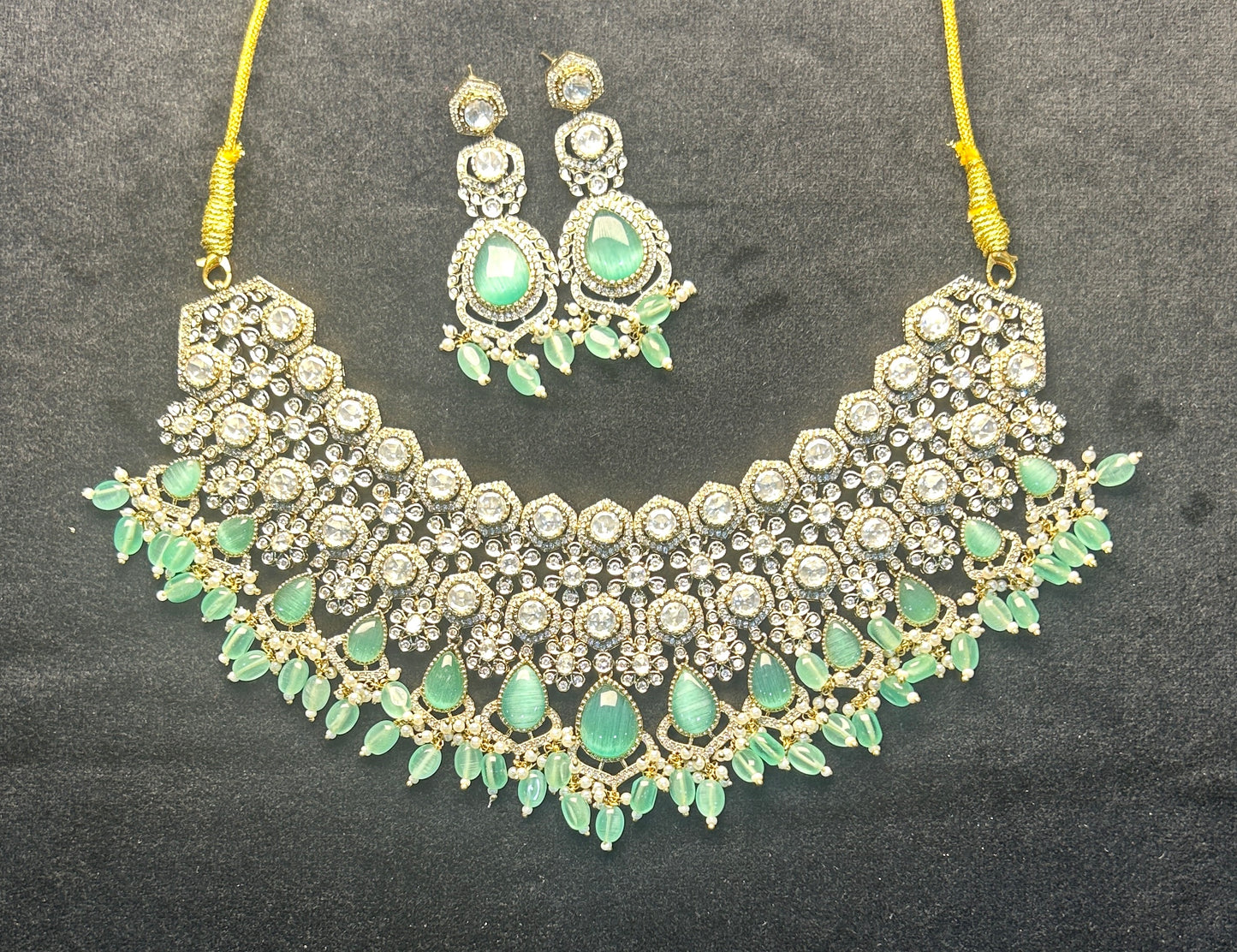 Royal Mint Green Kundan Choker Set