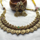 Lakshmi Kasu Mala Necklace Set – With Antique Finish & Temple Jhumkas