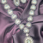 Silver-Tone Kundan Necklace Set with Statement Pendant