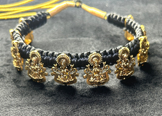 Lakshmi Motif Thread Temple Necklace