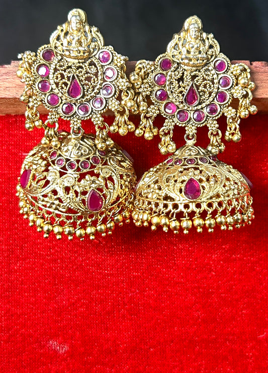 Temple Inspired Antique Jhumka Earrings