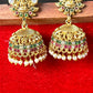 Traditional Temple Jhumka Earrings with Pearl Drops