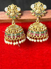 Traditional Temple Jhumka Earrings with Pearl Drops