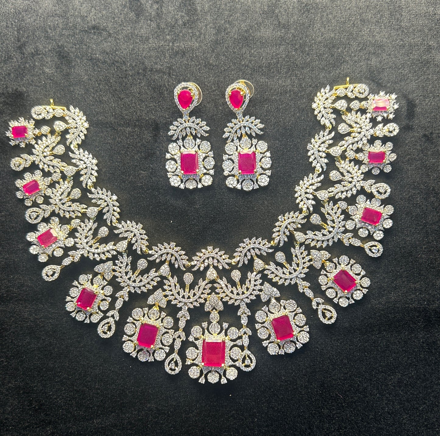 Royal Fuchsia Bridal Necklace Set