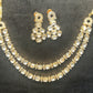 Classic Double-Line Polki Necklace Set
