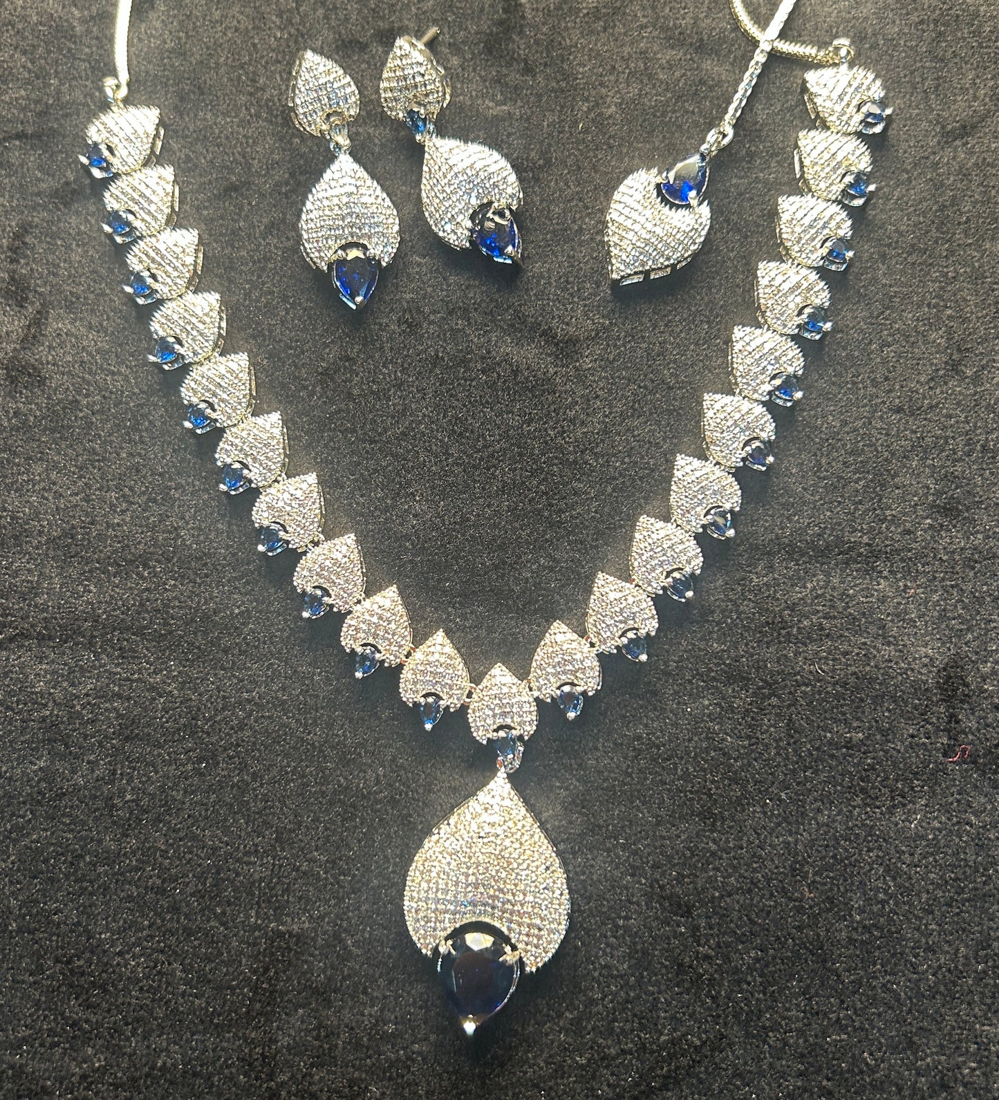 Blue Royale CZ Necklace Set