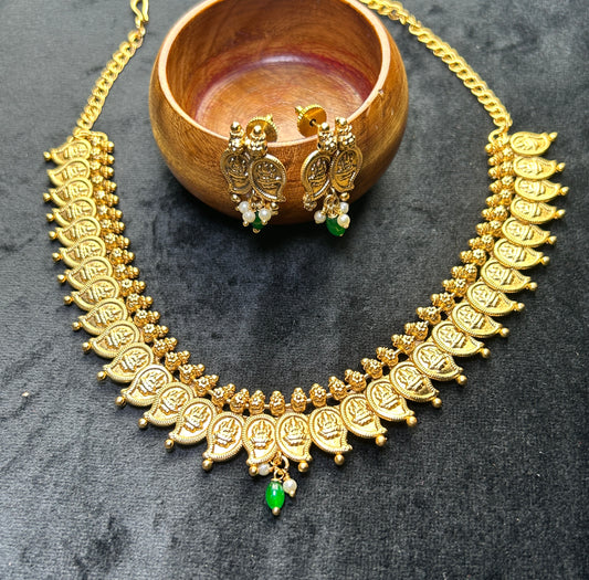 Antique Lakshmi Coin Necklace Set – Temple Jewellery Style