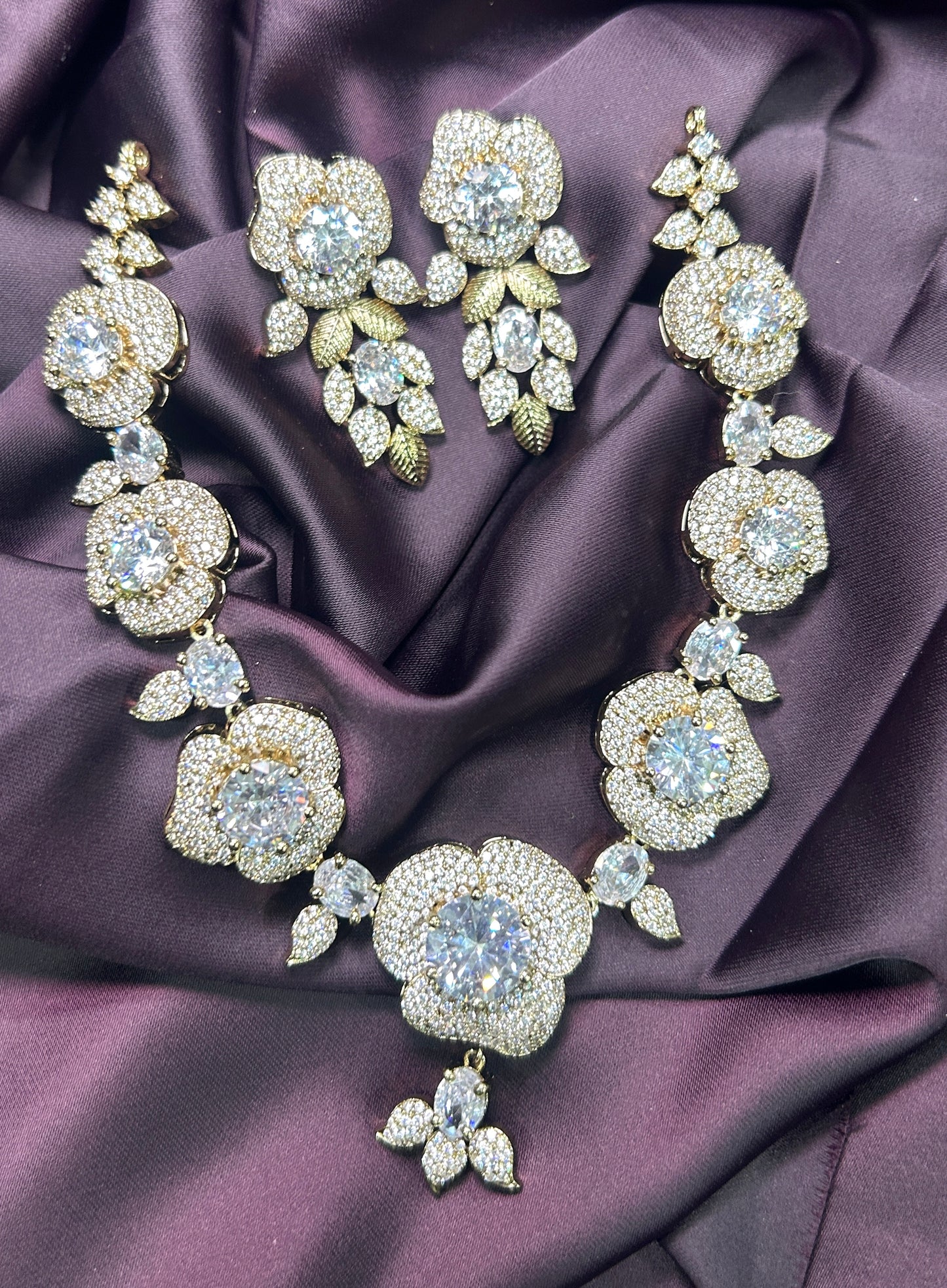 Crystal Blossom Necklace Set