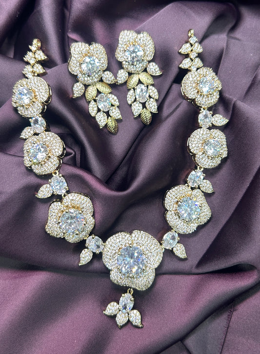Crystal Blossom Necklace Set