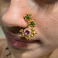 Traditional Floral Maharashtrian Nath with Ruby & Green Stone Accents