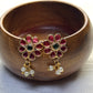 Pink Floral Kundan Bugdi with Pearl Drops
