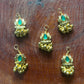 Lotus Charm Hair Accessory with Green Stone & Golden Beads
