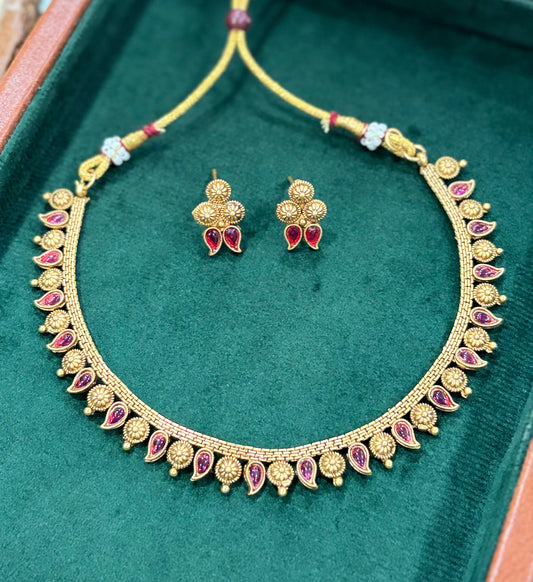Ruby Floral Heritage Necklace Set