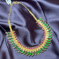 Traditional Maharashtrian Green Enamel Leaf Necklace
