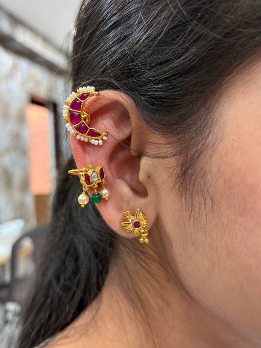 Rani Pink Crescent Ear Cuff