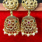 Lakshmi Lotus Temple Jhumkas with Pearl Hangings