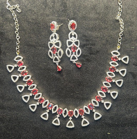 Crimson Charm Designer Necklace Set