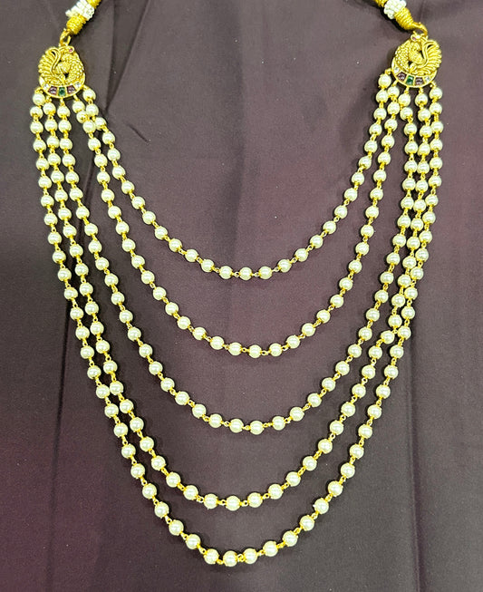 Regal5LayerPearlMalawithPeacock Side Motifs