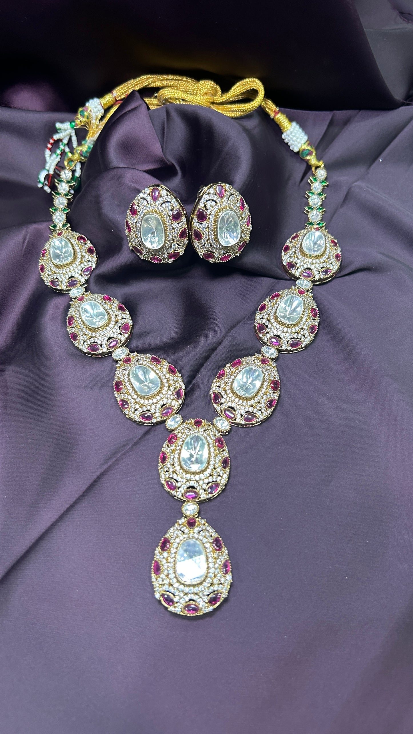 Antique Polki & Ruby Bridal Necklace Set