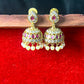 Ruby Stone Jhumka Earrings with Pearls
