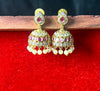 Ruby Stone Jhumka Earrings with Pearls
