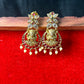 Goddess Lakshmi Chandbali Earrings with Pearls