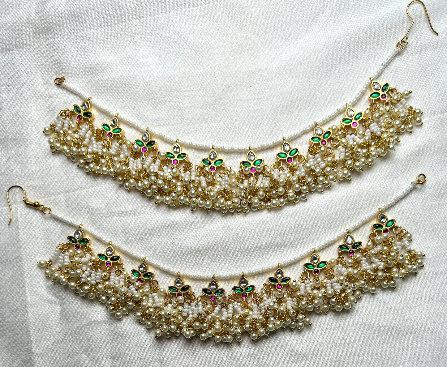 Kundan & Pearl Cluster Bridal Kana Chains