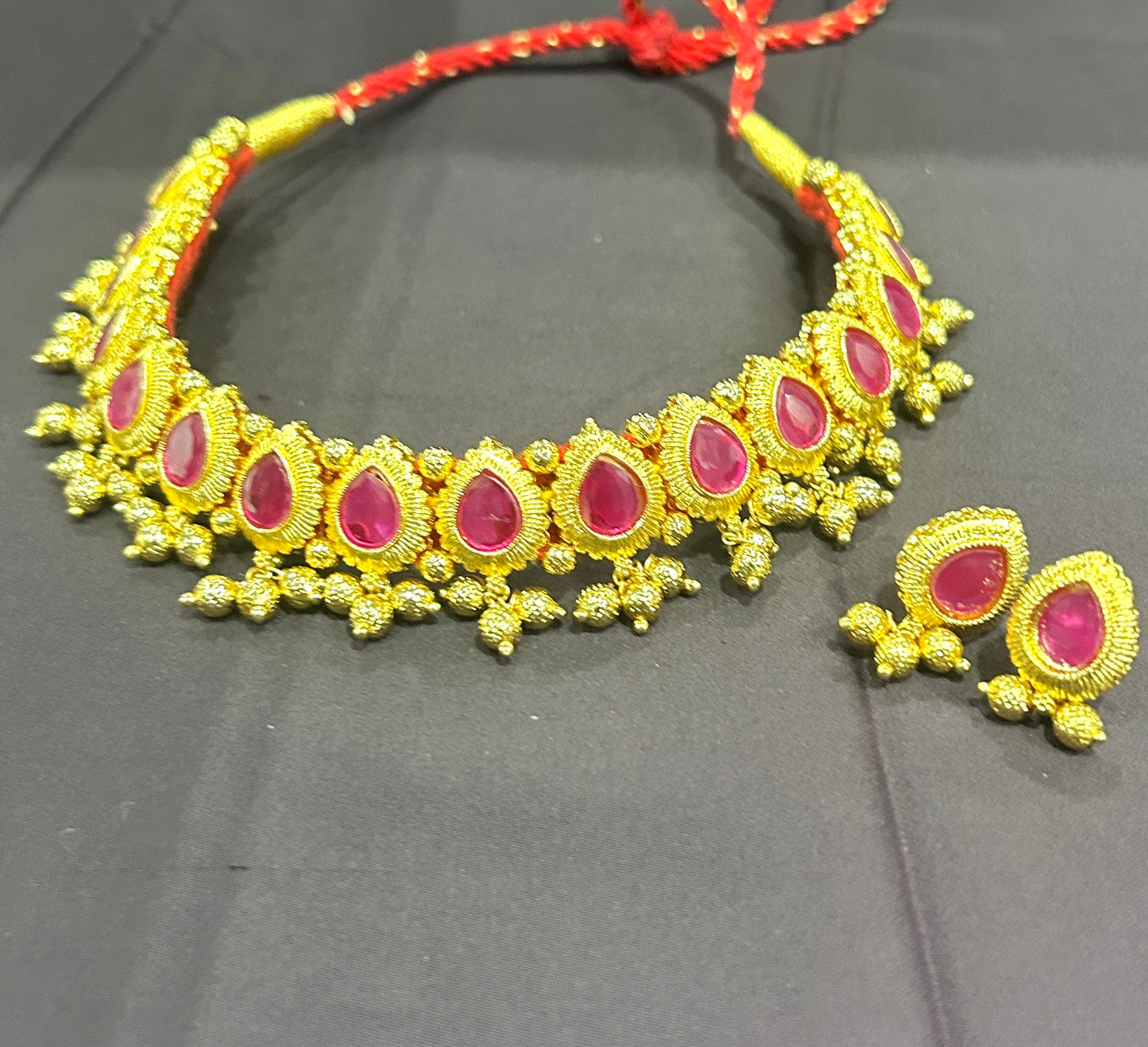 Royal Ruby Drop Choker Set