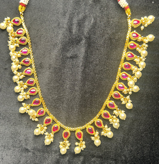 Ruby & Pearl Drop Necklace
