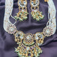 Pearl Beaded Kundan Necklace Set with Purple Accents