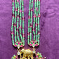 Elegant Multi-Strand Pachikundan Beaded Necklace with Elephant Pendant