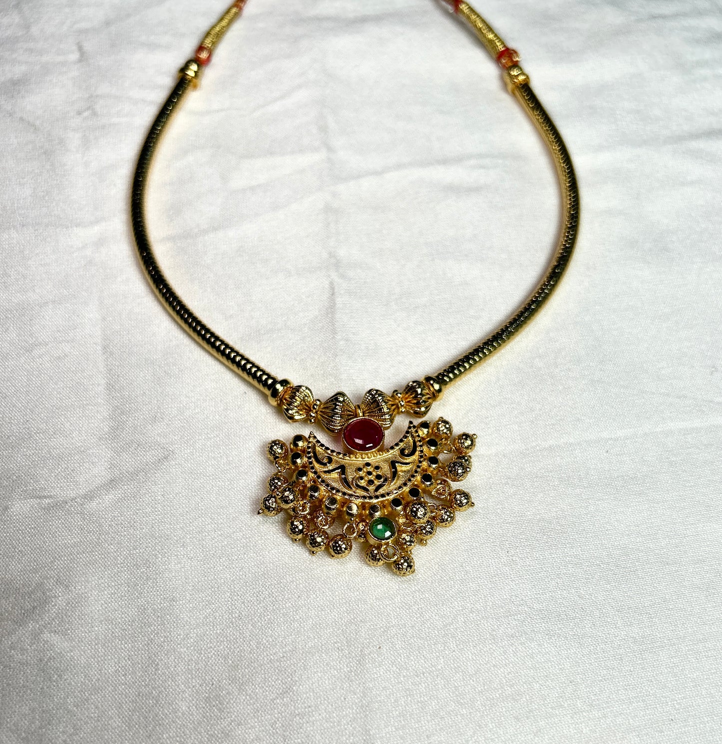 Traditional Temple-Style Gold Necklace – 1 Gram Gold