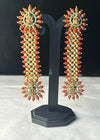 Red Lakshmi Motif Temple Earrings – Pakke Style