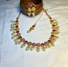 Elegant Ruby & Pearl Necklace Set
