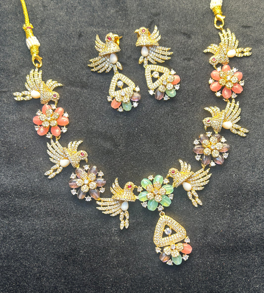 Parindey Floral Fusion Necklace Set