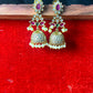Floral Ruby & Stone Jhumka Earrings with Pearls