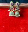 Floral Ruby & Stone Jhumka Earrings with Pearls