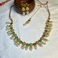 Green Kundan & Pearl Traditional Necklace Set – 1 Gram Gold Finish