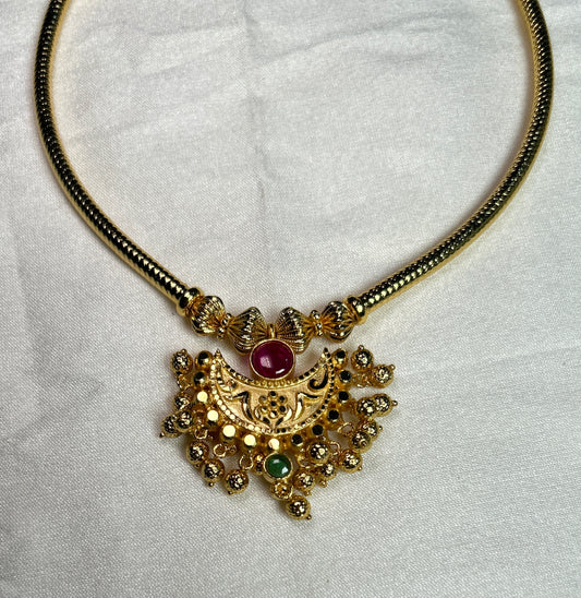 Traditional Temple-Style Gold Necklace – 1 Gram Gold