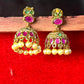 Ruby & Emerald Stone Jhumka Earrings with Pearls