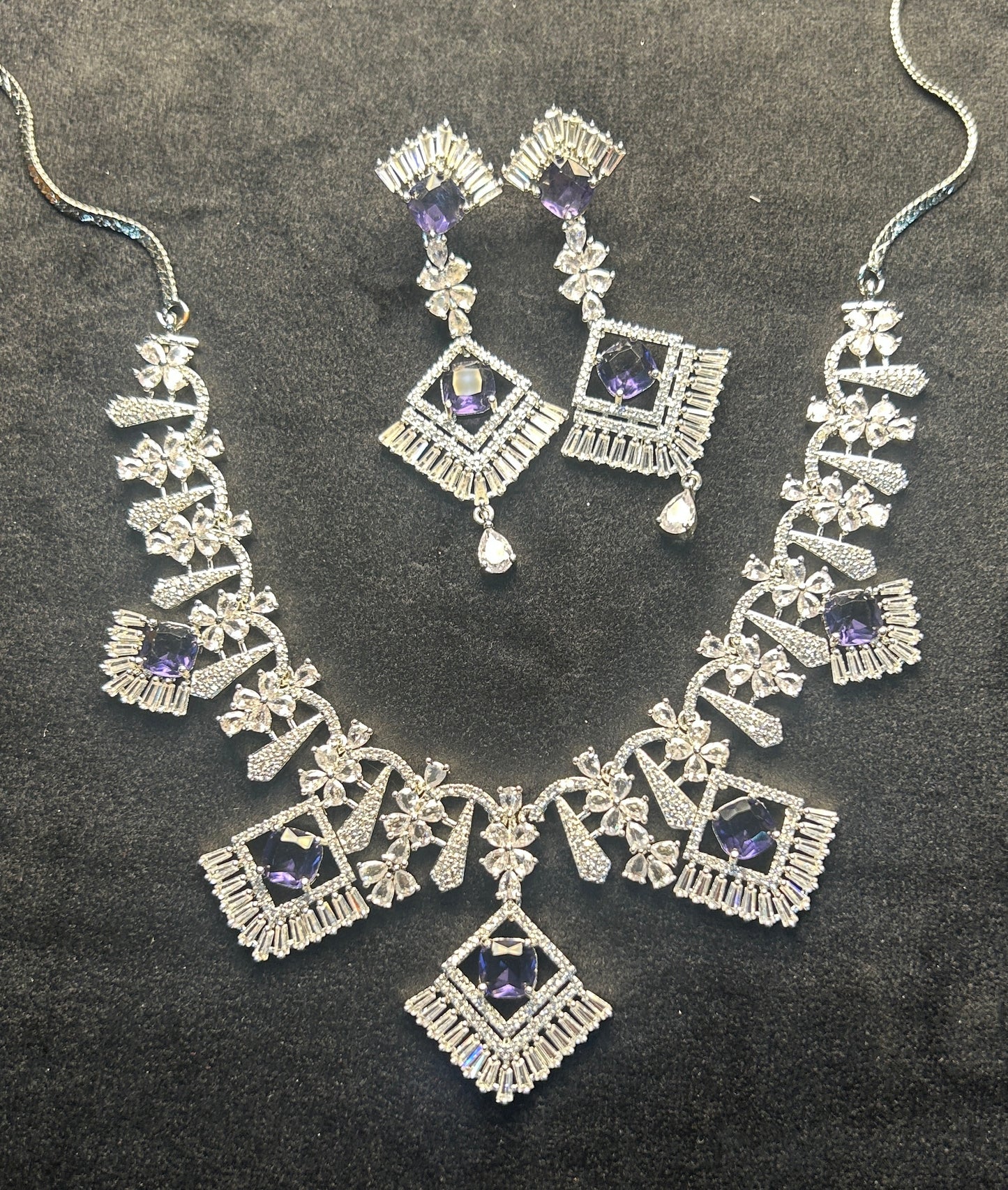 Violet Luxe Square Cut Necklace Set