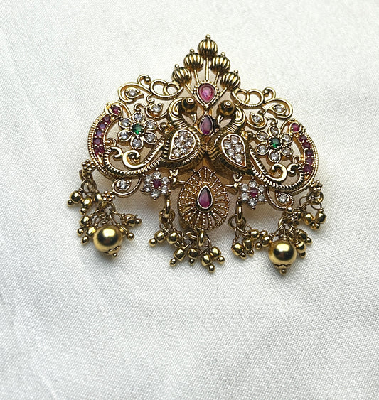 Temple Design Twin Peacock Hair Brooch