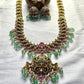 Antique Peacock Bridal Necklace Set with Green Drops