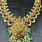 Lakshmi Antique Temple long Necklace with Emerald Drops