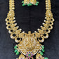 Lakshmi Antique Temple long Necklace with Emerald Drops